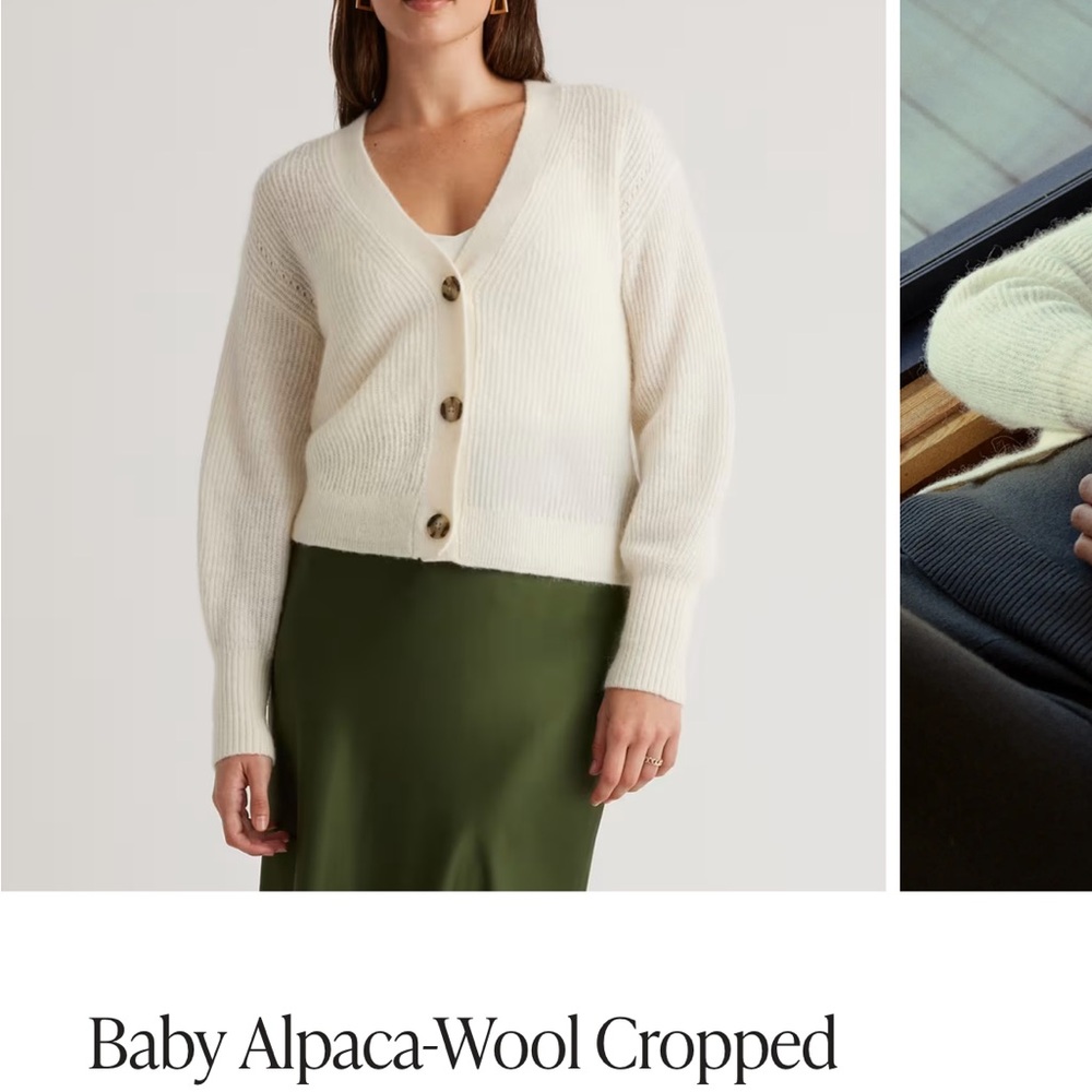 Quince Cardigan Sweater V-Neck Cropped, only black available